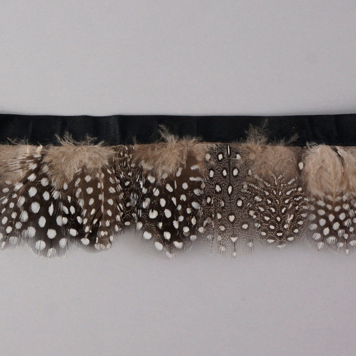 Natural White-Black Guinea Feather Fringe