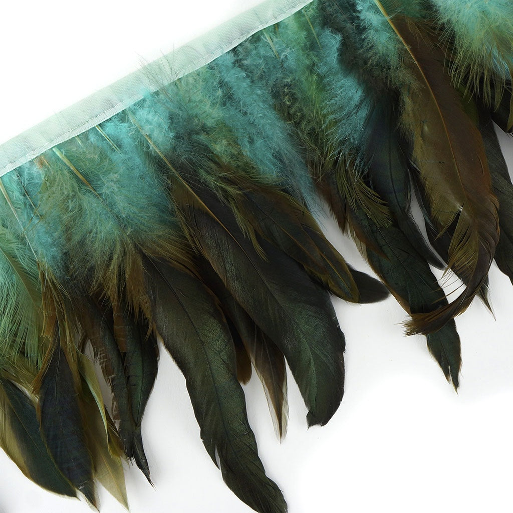 Half Bronze-Irid Schlappen Fringe Dyed Dark Aqua
