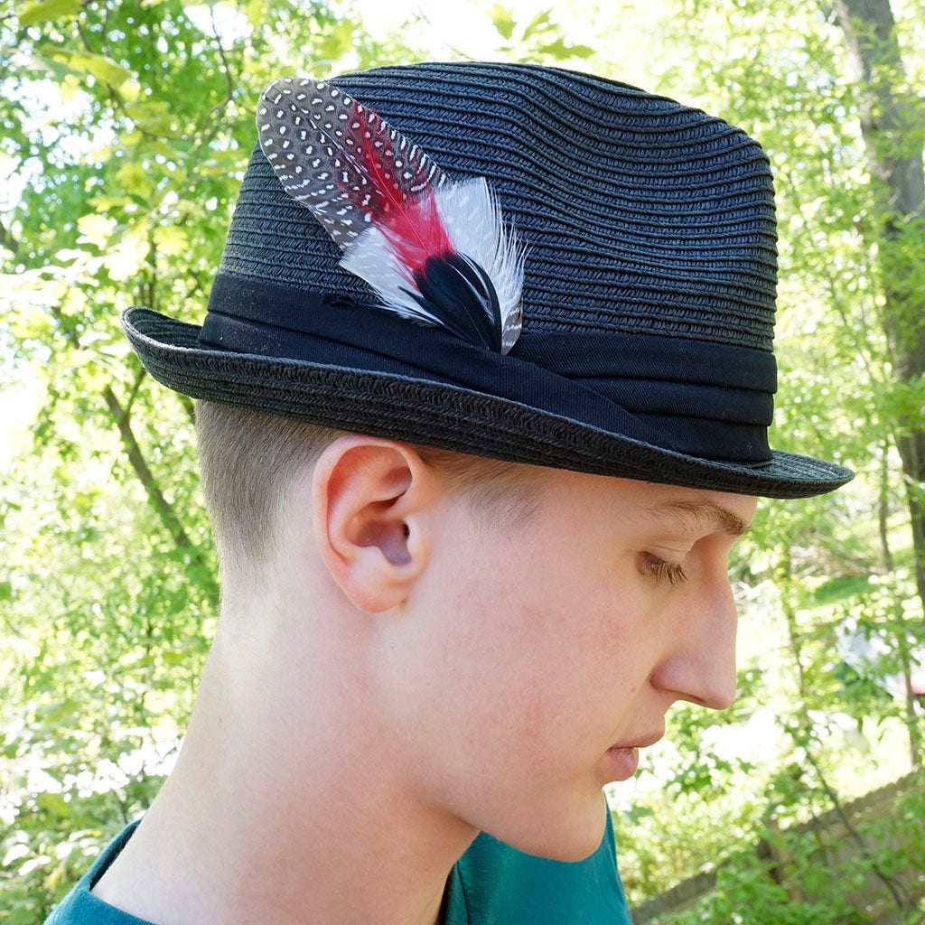 Guinea Rooster Turkey Feather Hat Trims - Black - Red - White - Natural