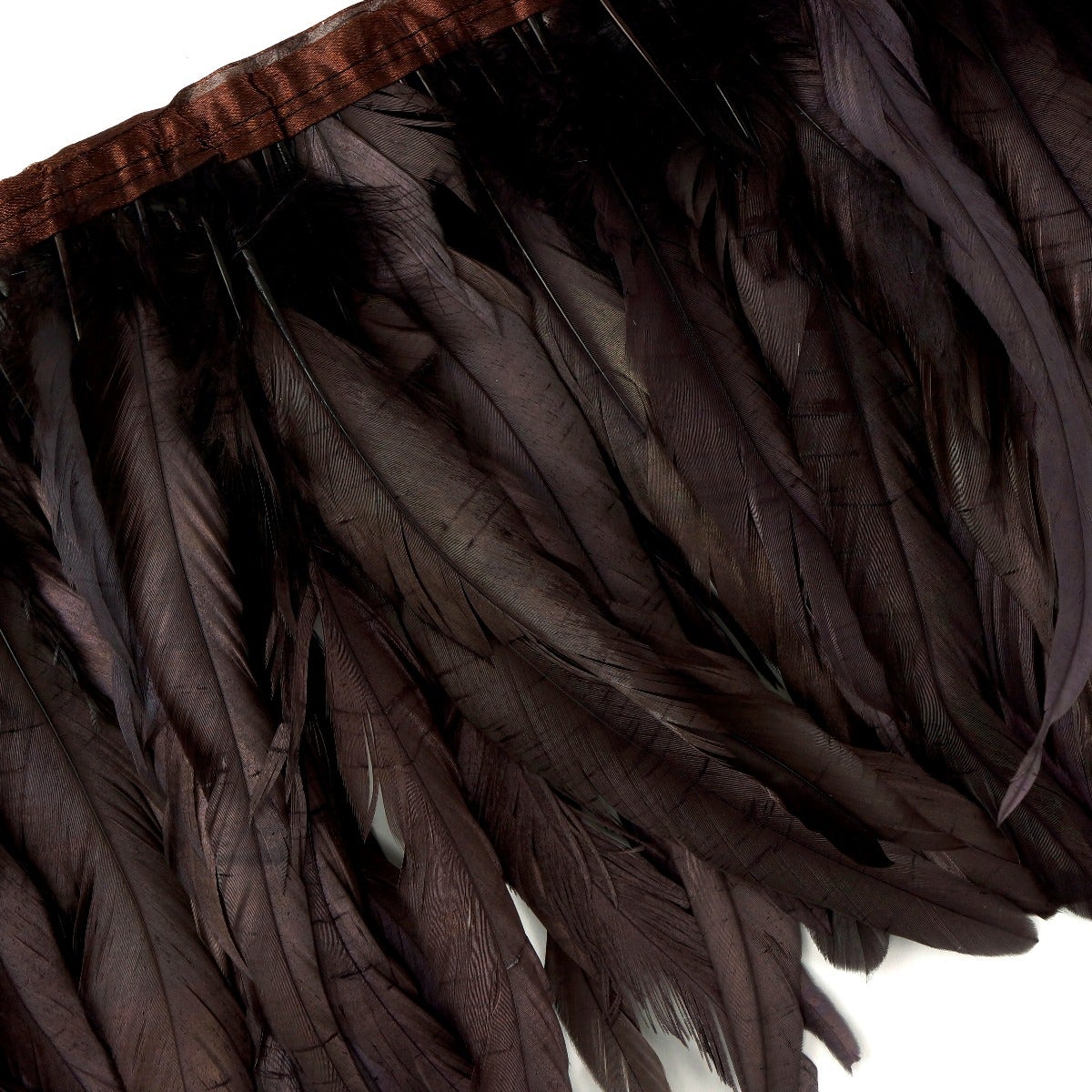 Bronze Iridescent Coque Fringe - 8 -10" - Dark Brown / Iridescent