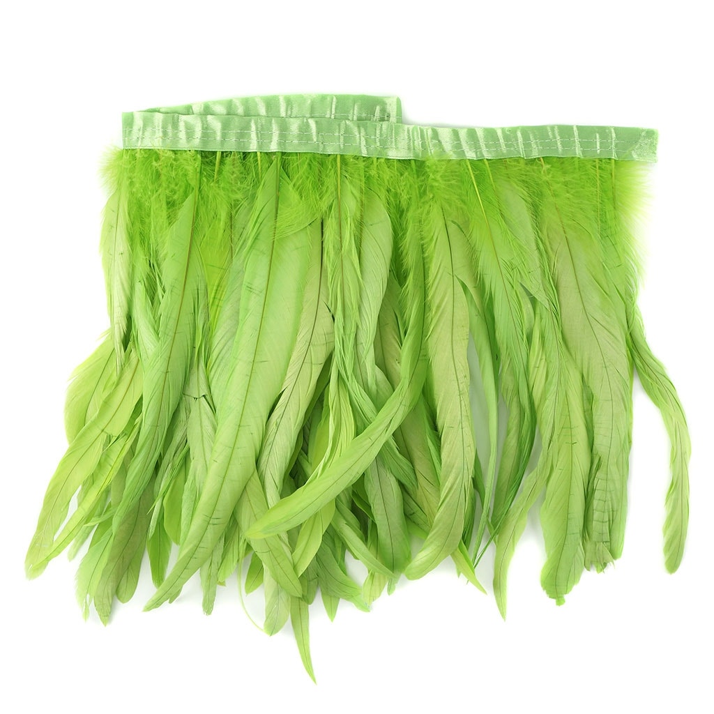 Bleach Dyed Coque Tail Fringe - 10-12" - Lime