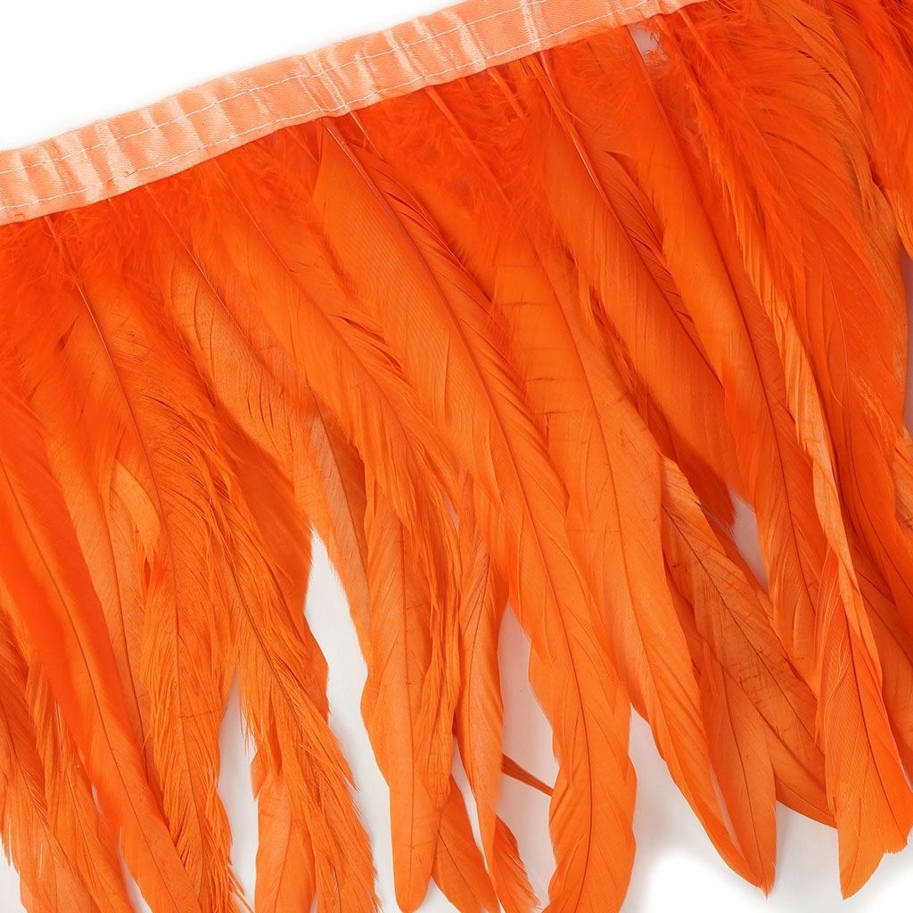 Bleach Dyed Coque Tail Fringe - 10-12" - Orange