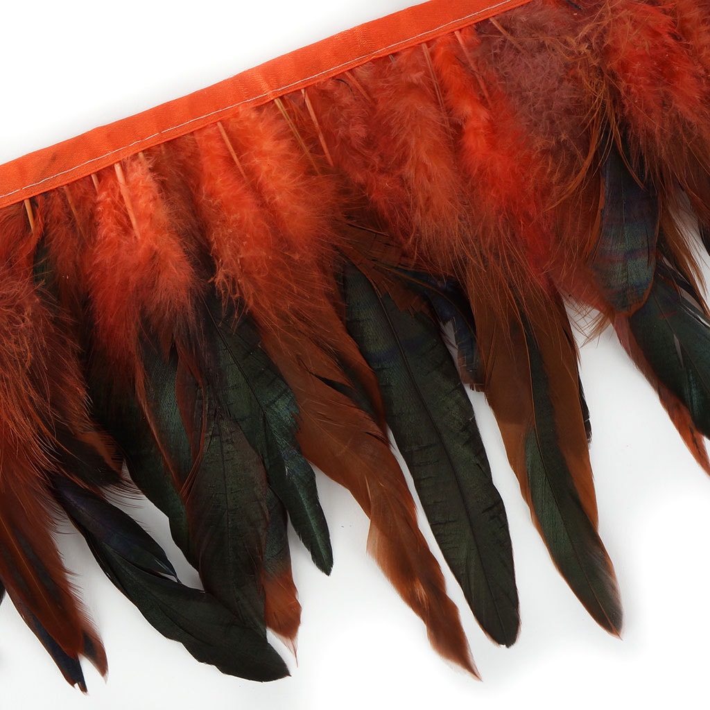 Half Bronze-Irid Schlappen Fringe Dyed Hot Orange