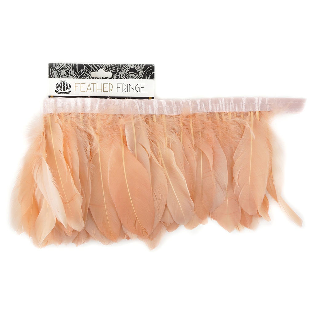 Parried Goose Pallet Feather Fringe - 6" - 1yd Apricot Blush