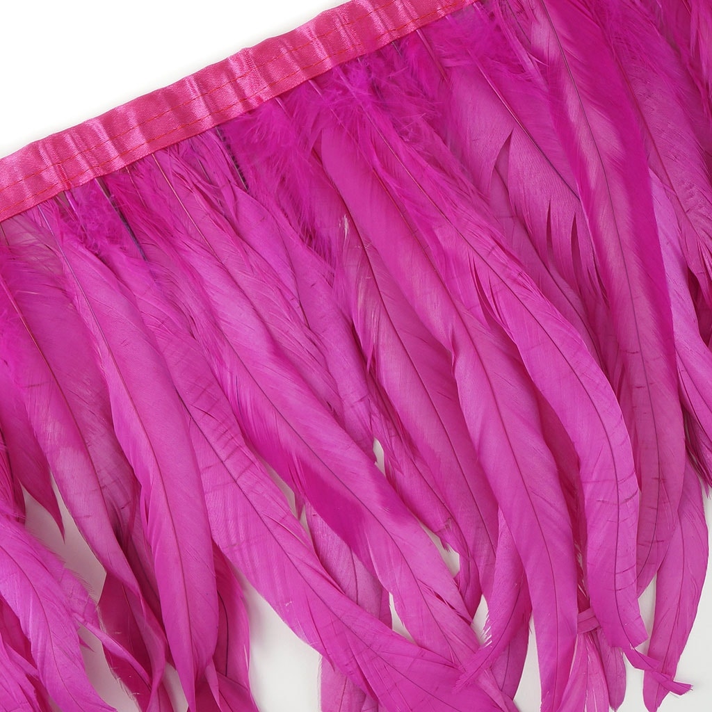 Bleach Dyed Coque Tail Fringe - 10-12" - Shocking Pink