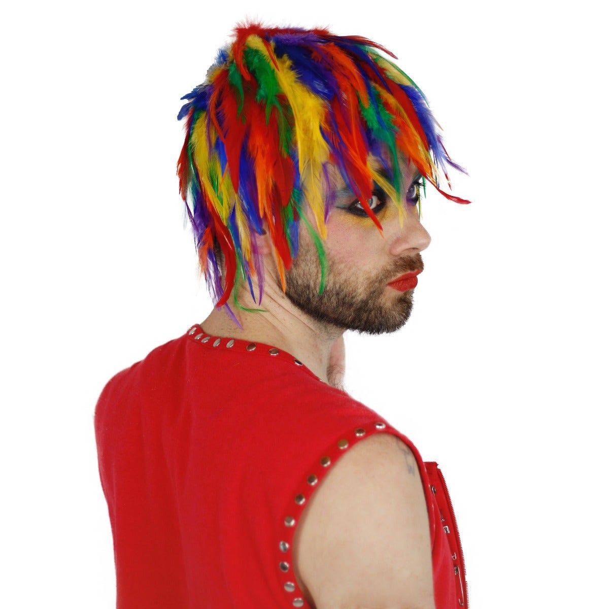 Feather Pride Wig - Rainbow Feather Wig