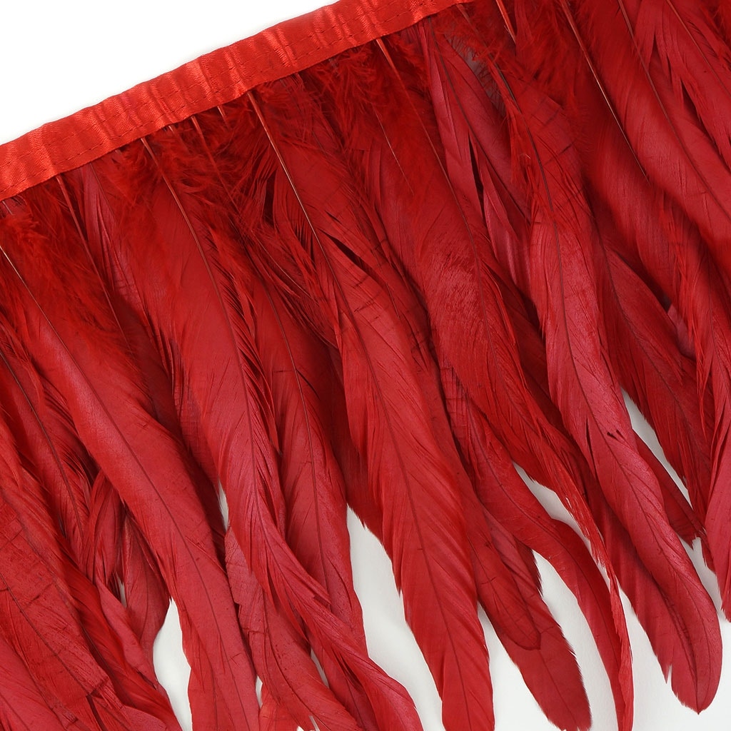 Bleach Dyed Coque Tail Fringe - 10-12" - Red