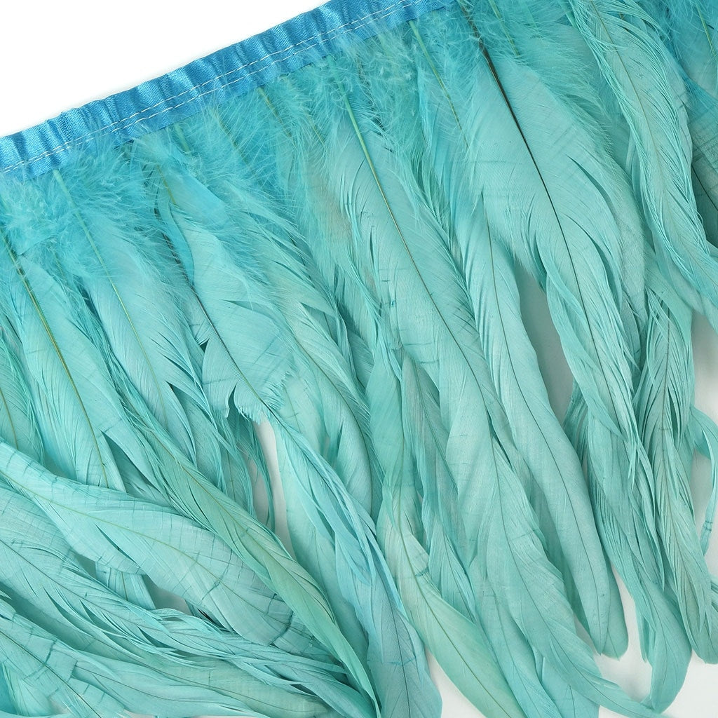 Bleach Dyed Coque Tail Fringe - 10-12" - Lt Turquoise