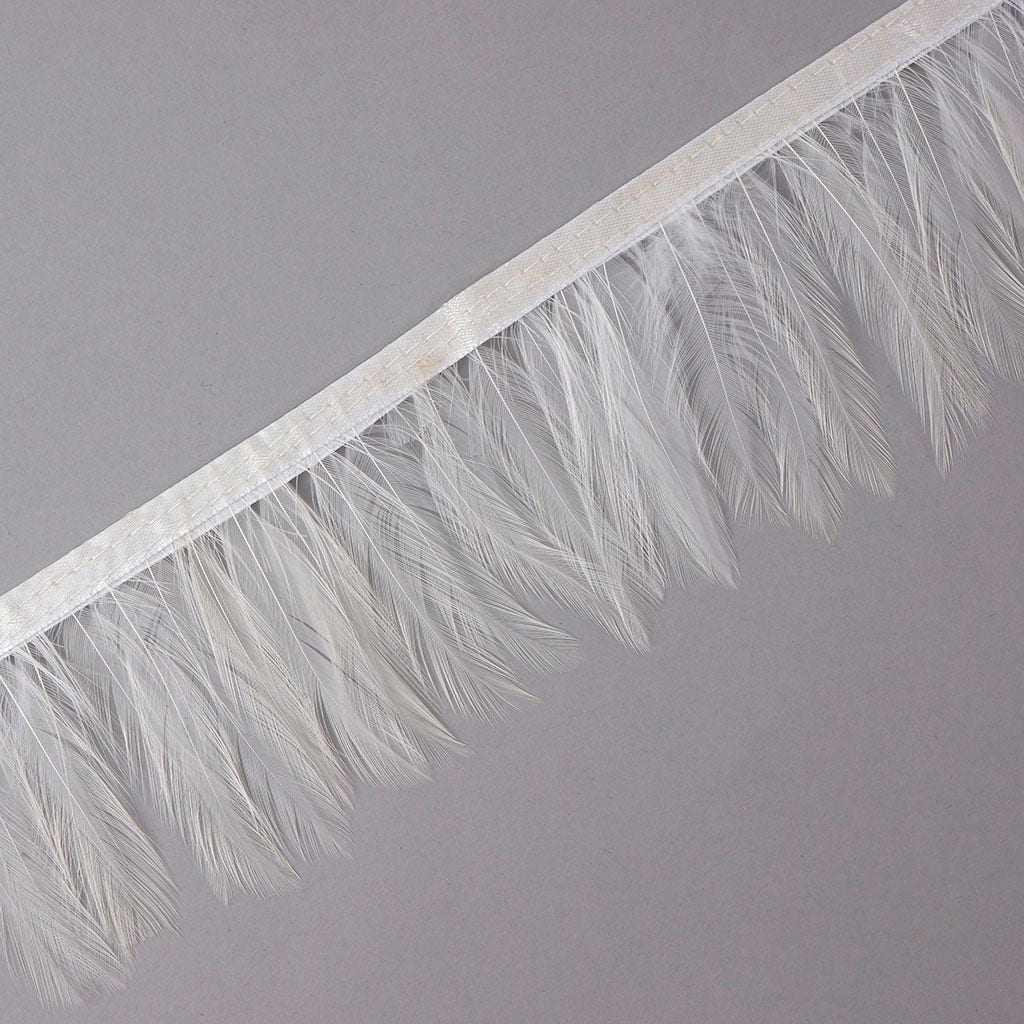Dyed Hackle Feather Fringe - White