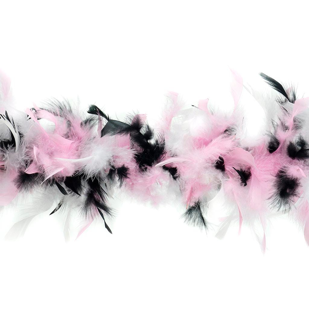 Chandelle Feather Boa - Lightweight - Black/Candy Pink/White
