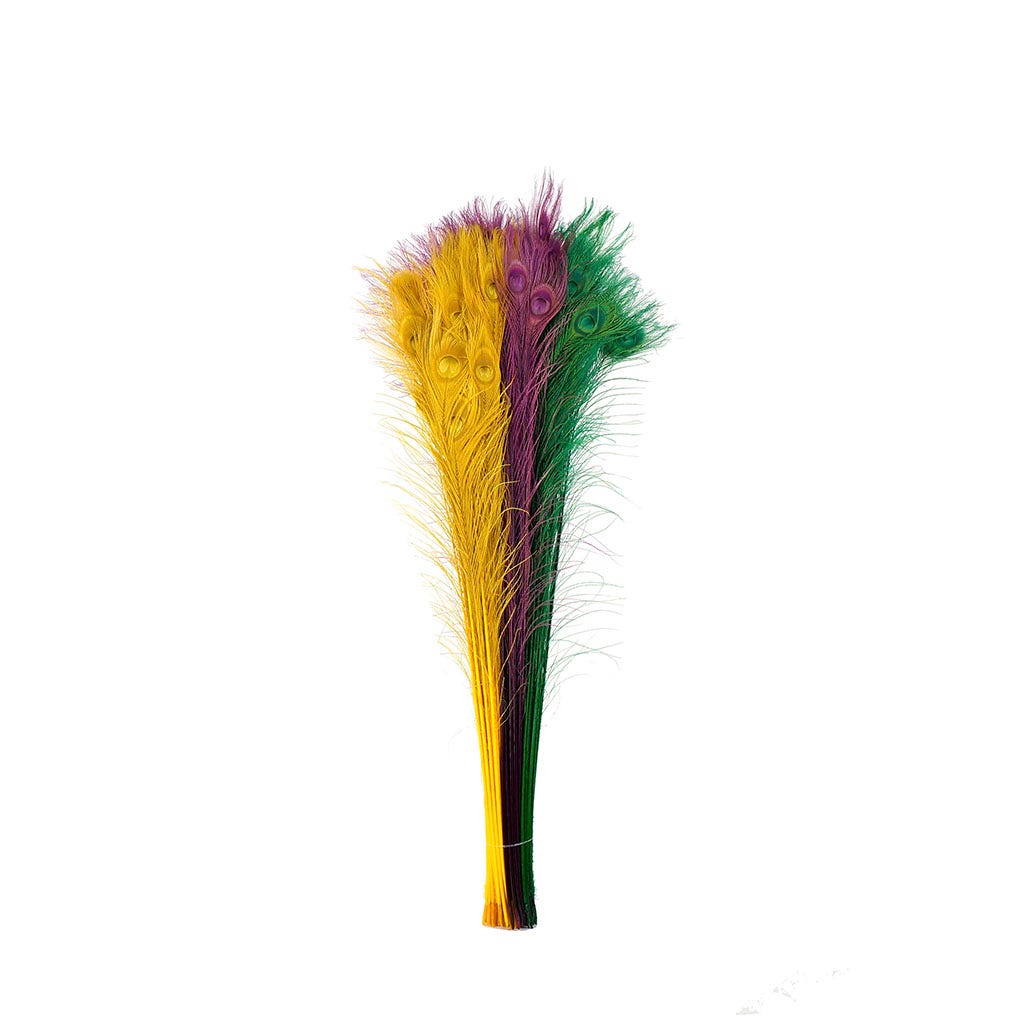 Peacock Tail Eyes Bleached Mix - Mardigras Mix- 25-40"