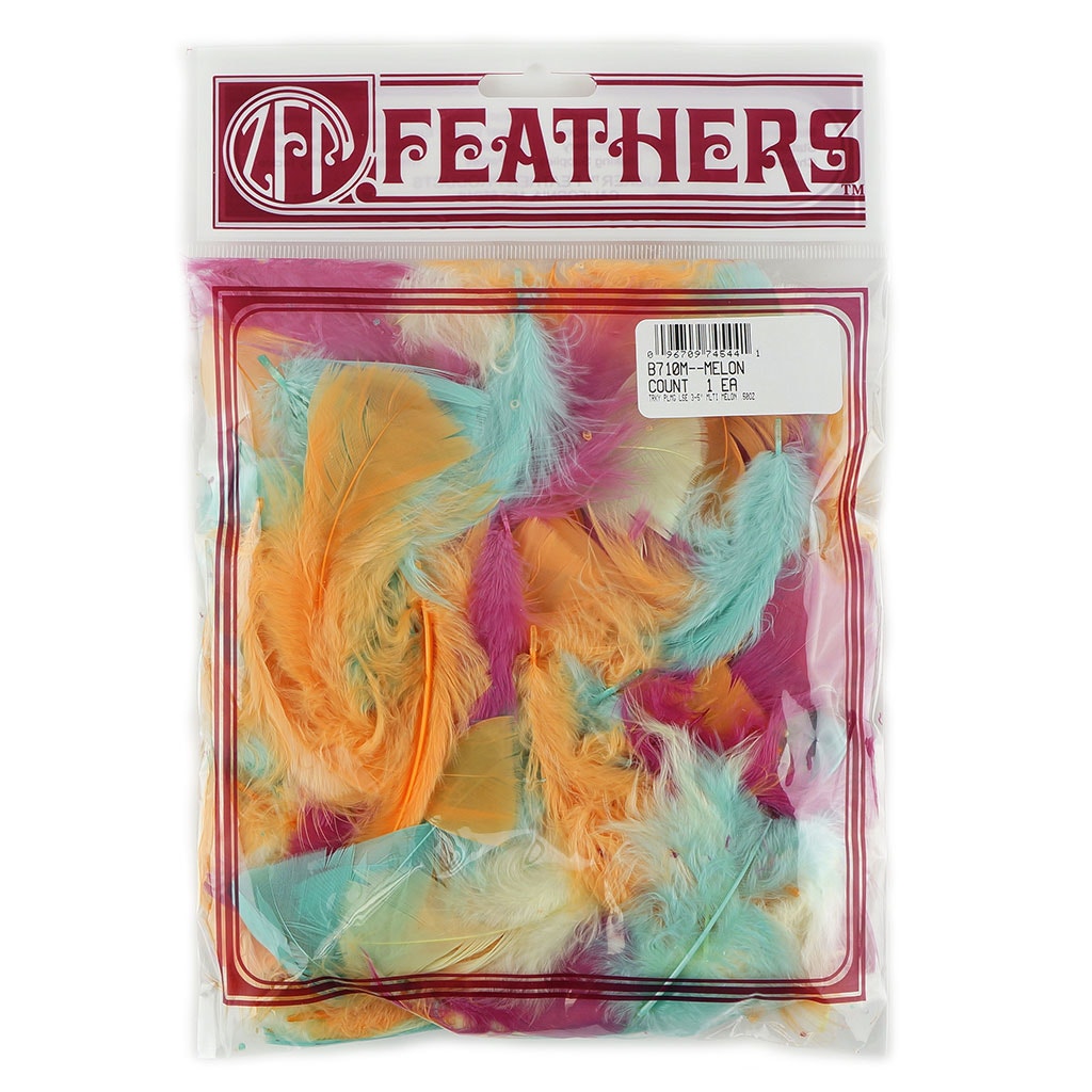 Loose Turkey Plumage Mix Dyed Feathers - Melon