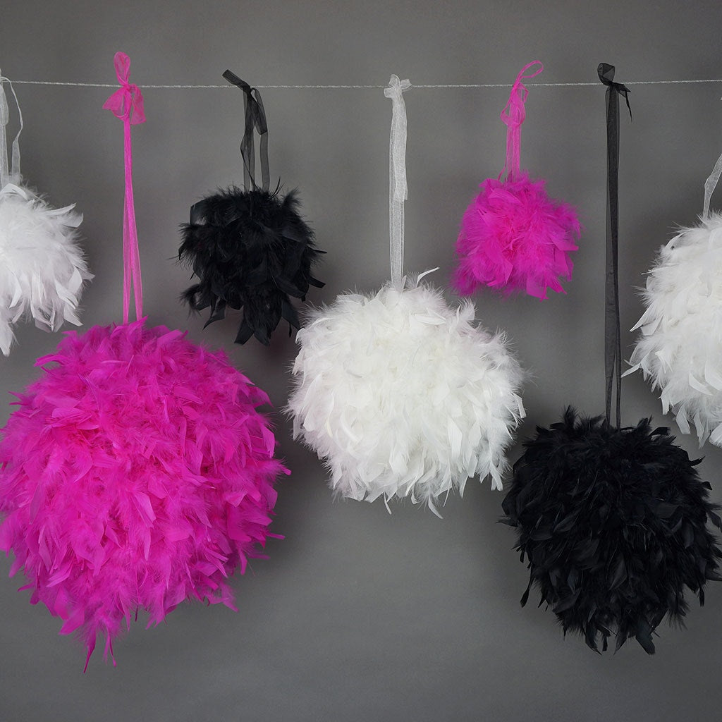 Chandelle Feather Pom Poms - Black - 6"