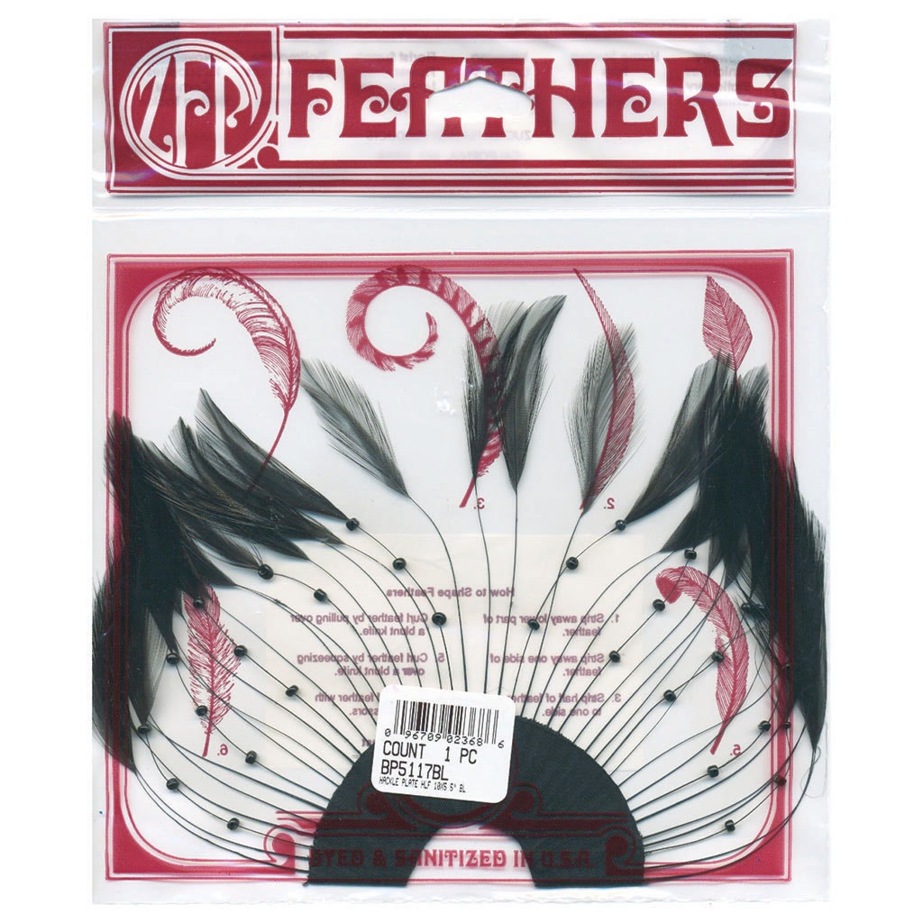 Hackle Plate Trims with Beads - Black