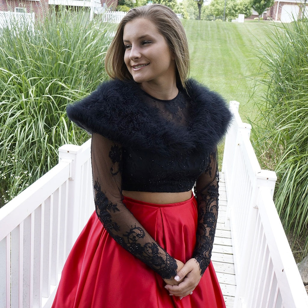 Marabou Feather Shawl w/Hook - Black