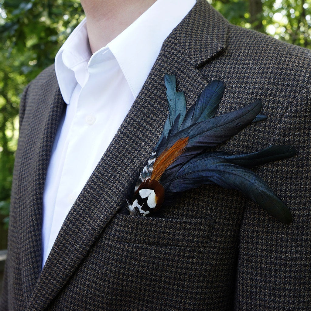 Hat Feather Trim With Black Rooster Coque and Venery - Black Natural