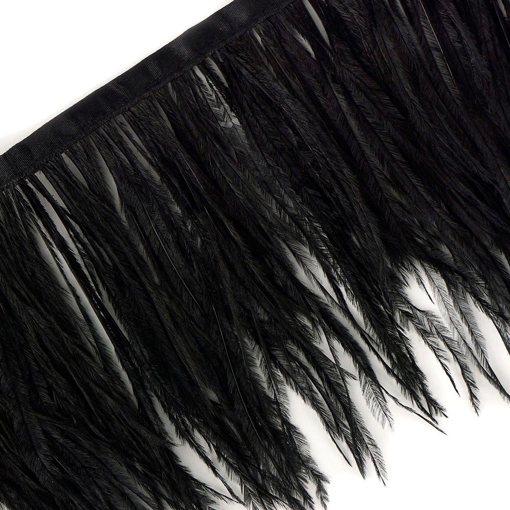 One-Ply Ostrich Feather Fringe - 5 Yards - Black