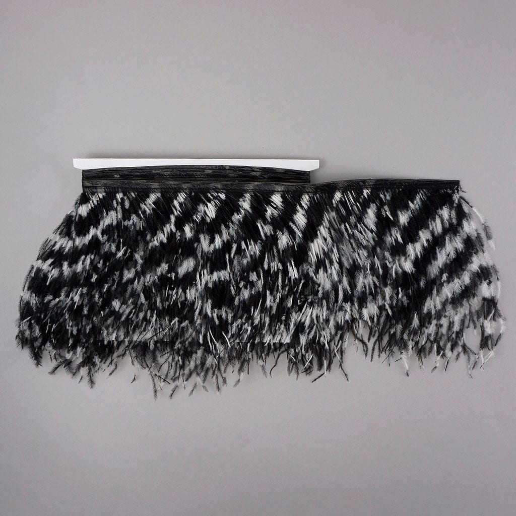 Stenciled Ostrich Fringe 2PLY - White/Black