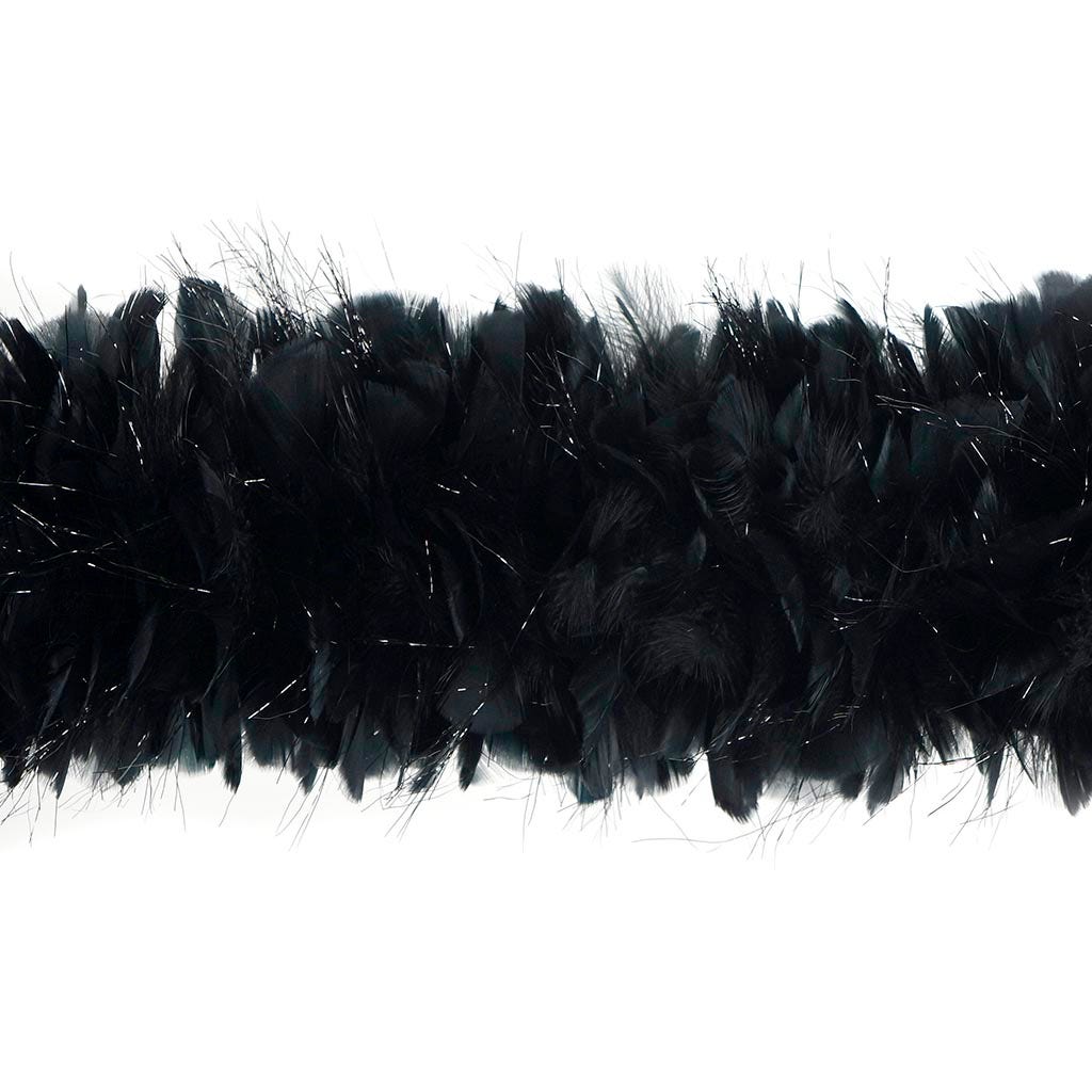 Turkey Feather Boa 8-10" - Black/Lurex Black