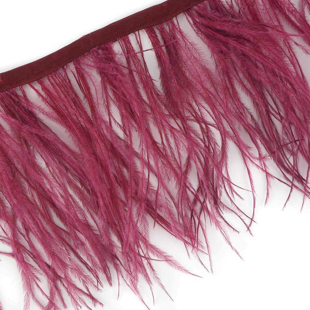 One-Ply Ostrich Feather Fringe - 1 Yard - Burgundy