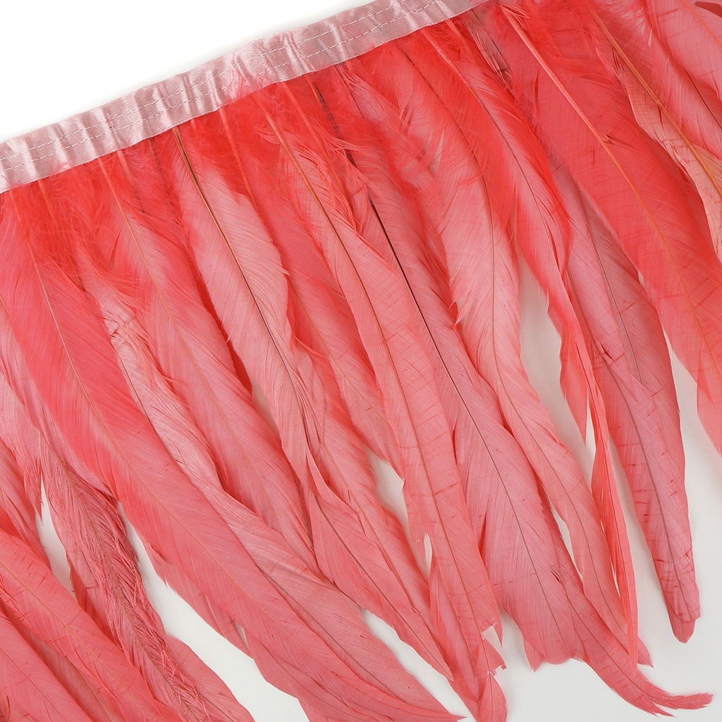 Bleach Dyed Coque Tail Fringe - 12-14" - Coral