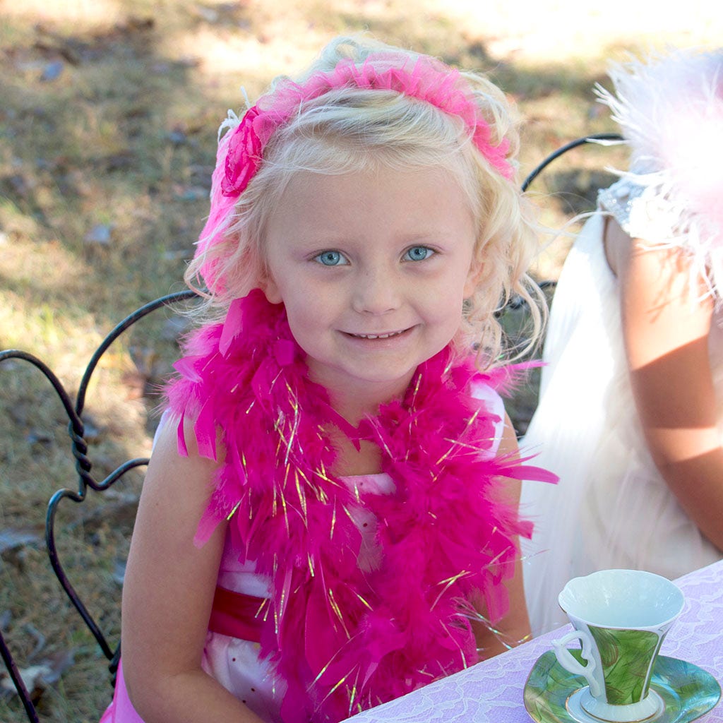 Dress Up Feather Boa for Little Girls - Raspberry Sorbet/Opal Lurex