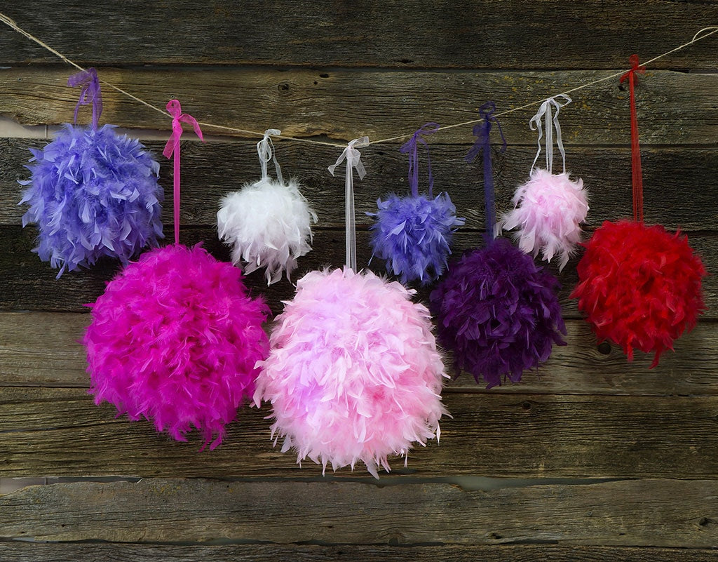 Chandelle Feather Pom Poms - Purple