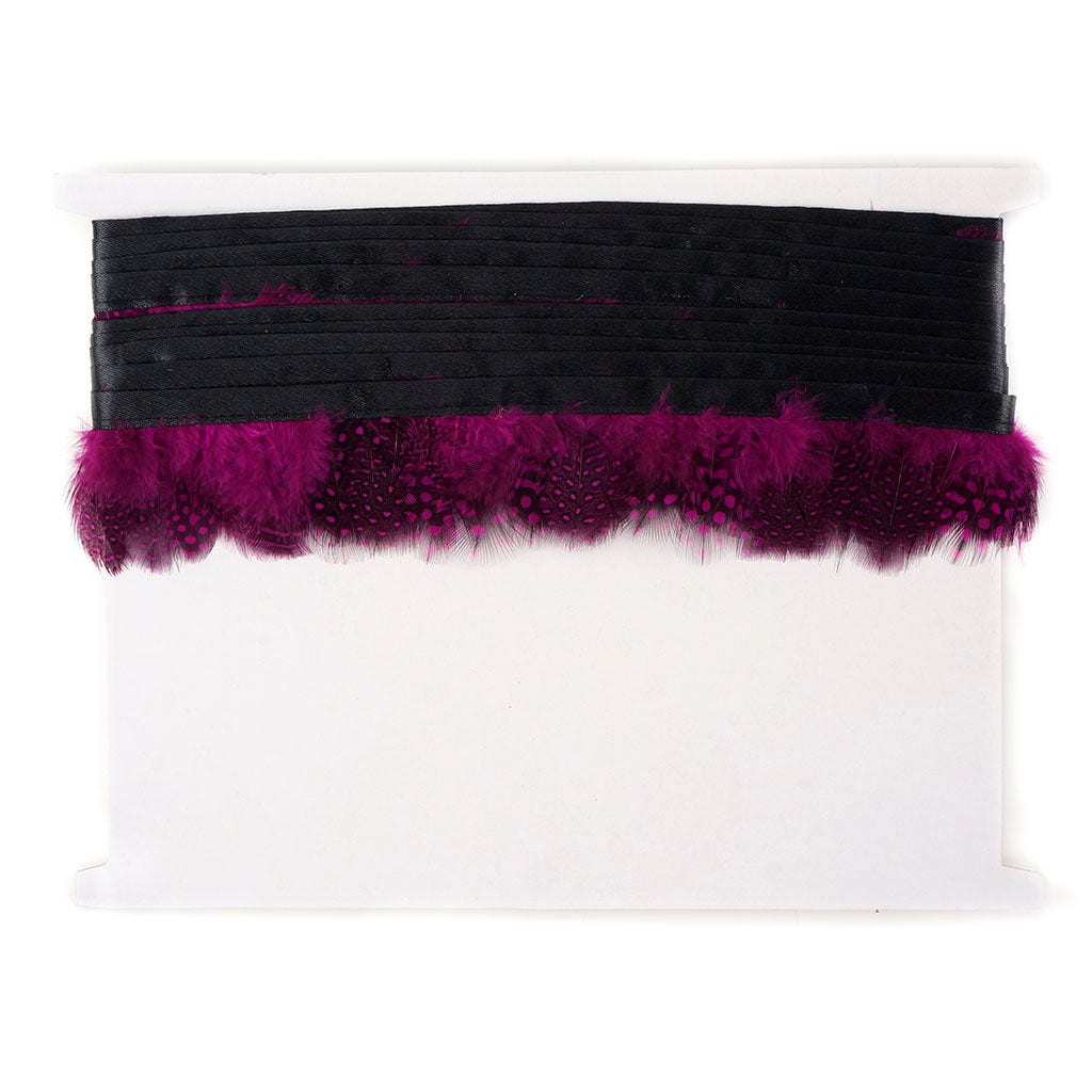 Guinea Plumage Feather Fringe - Very Berry