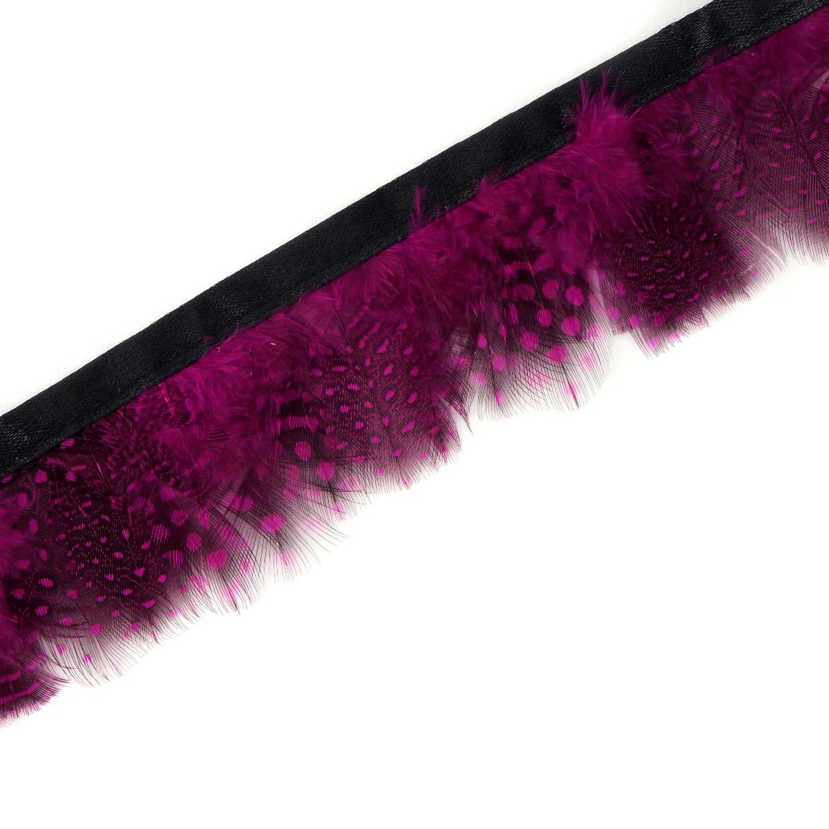 1 Yard Guinea Plumage Feather Fringe - 1.75" - Very Berry