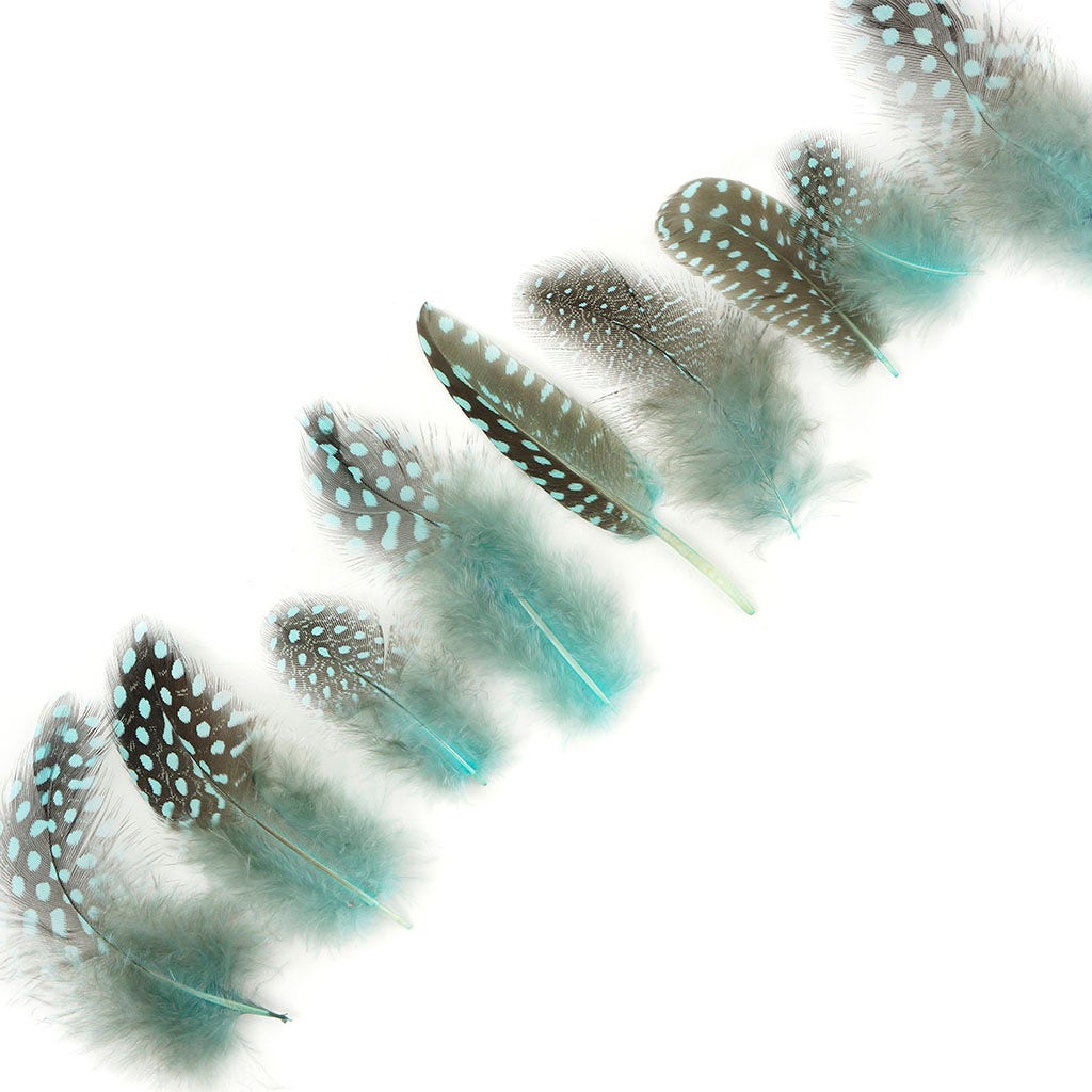 Loose Guinea Plumage Dyed - Light Turquoise - 0.1 oz (approx. 50 pcs)