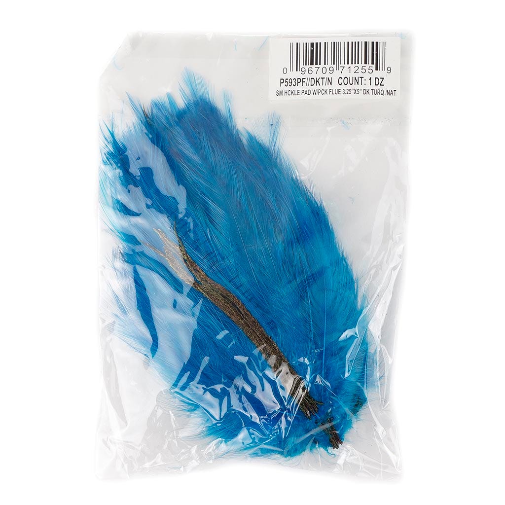 Hackle-Peacock Flue Pad - Dk Turquoise/Natural