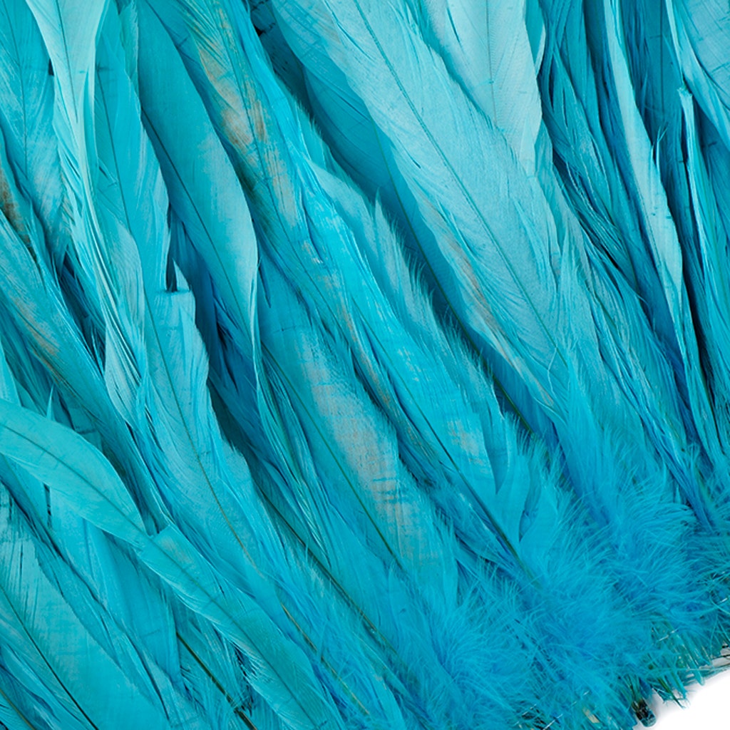 Rooster Coque Tails-Bleach-Dyed - Lt Turquoise
