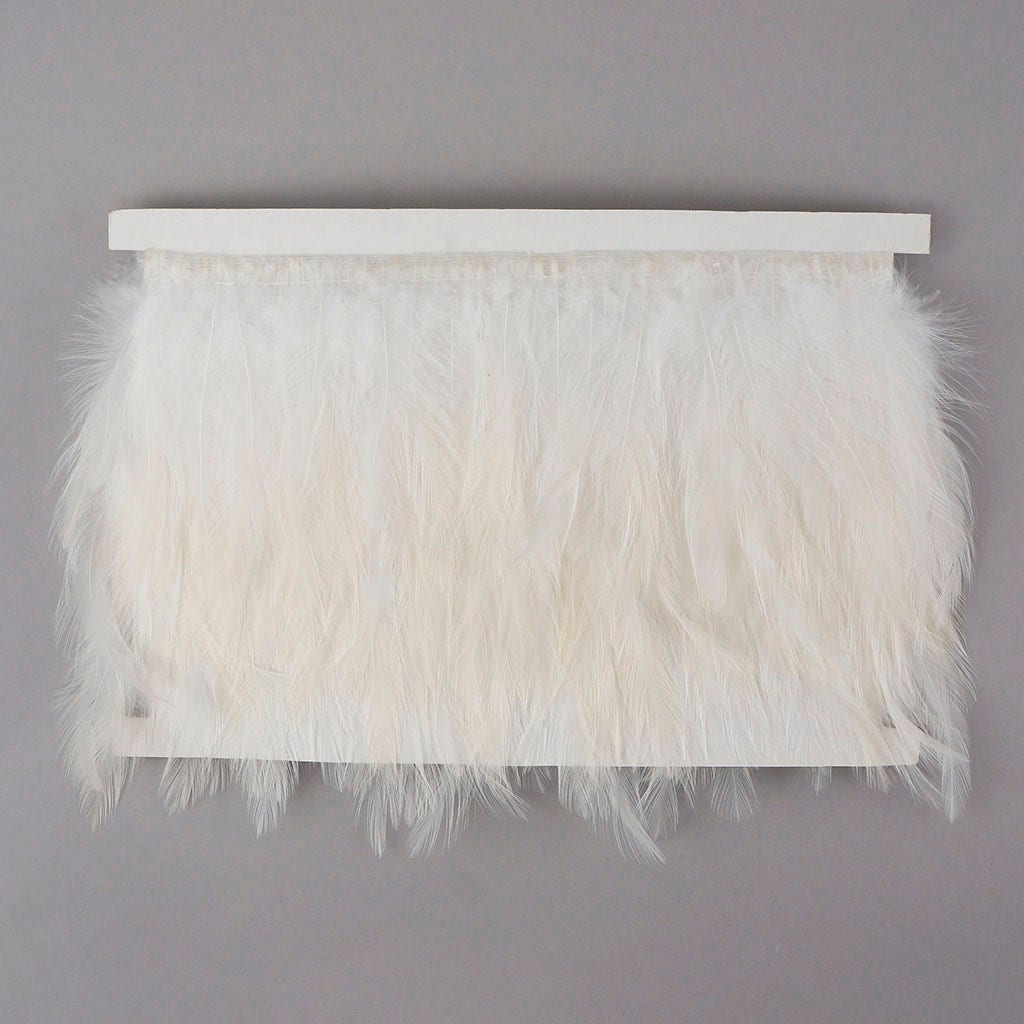 Dyed Hackle Feather Fringe - White