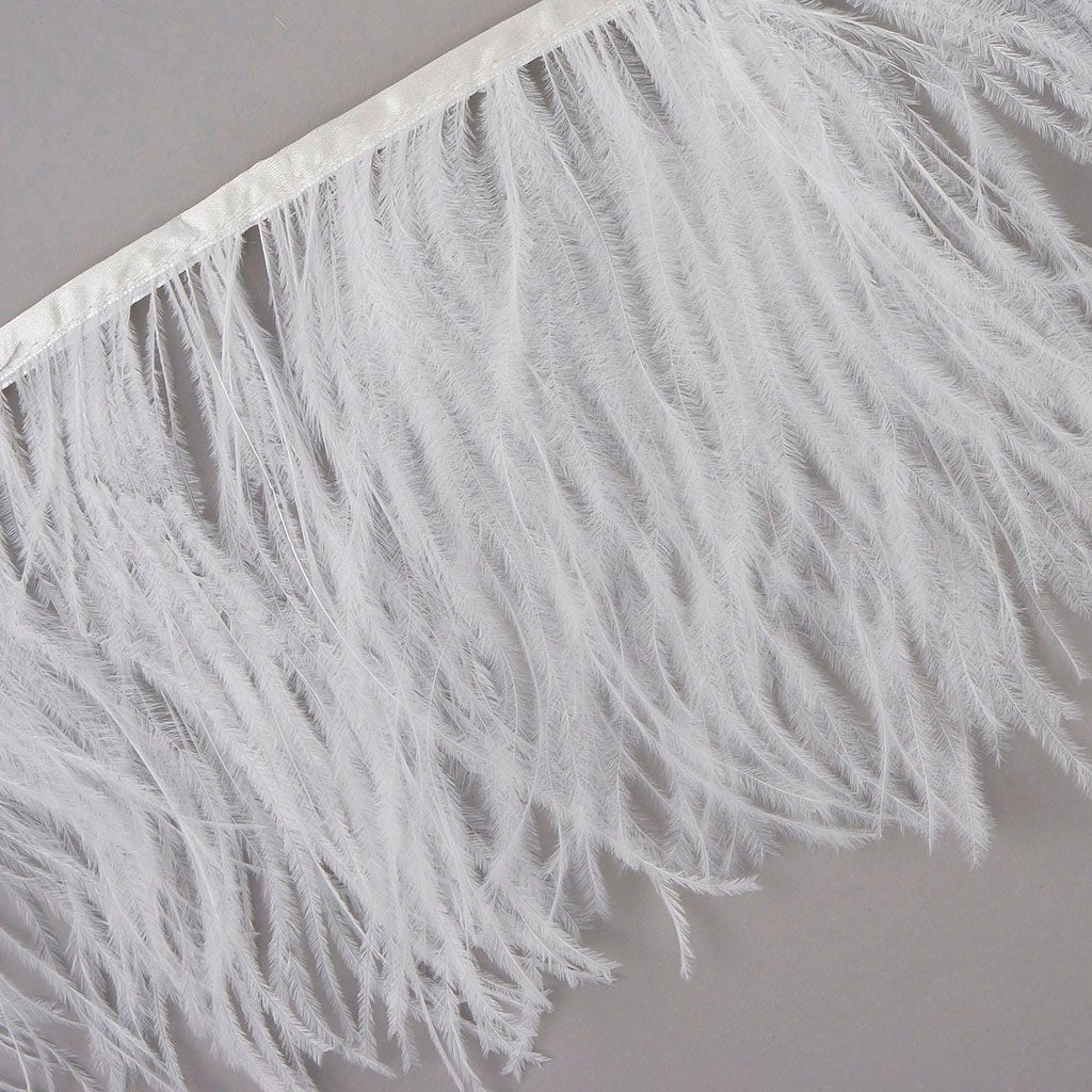 One-Ply Ostrich Feather Fringe - 5 Yards - White