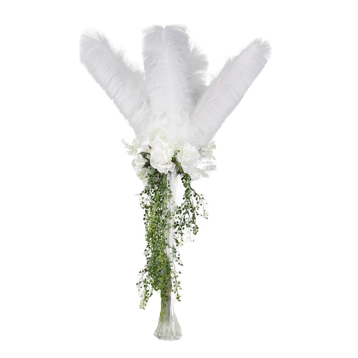 1 Piece Faux Ostrich Stem 40-42" - White