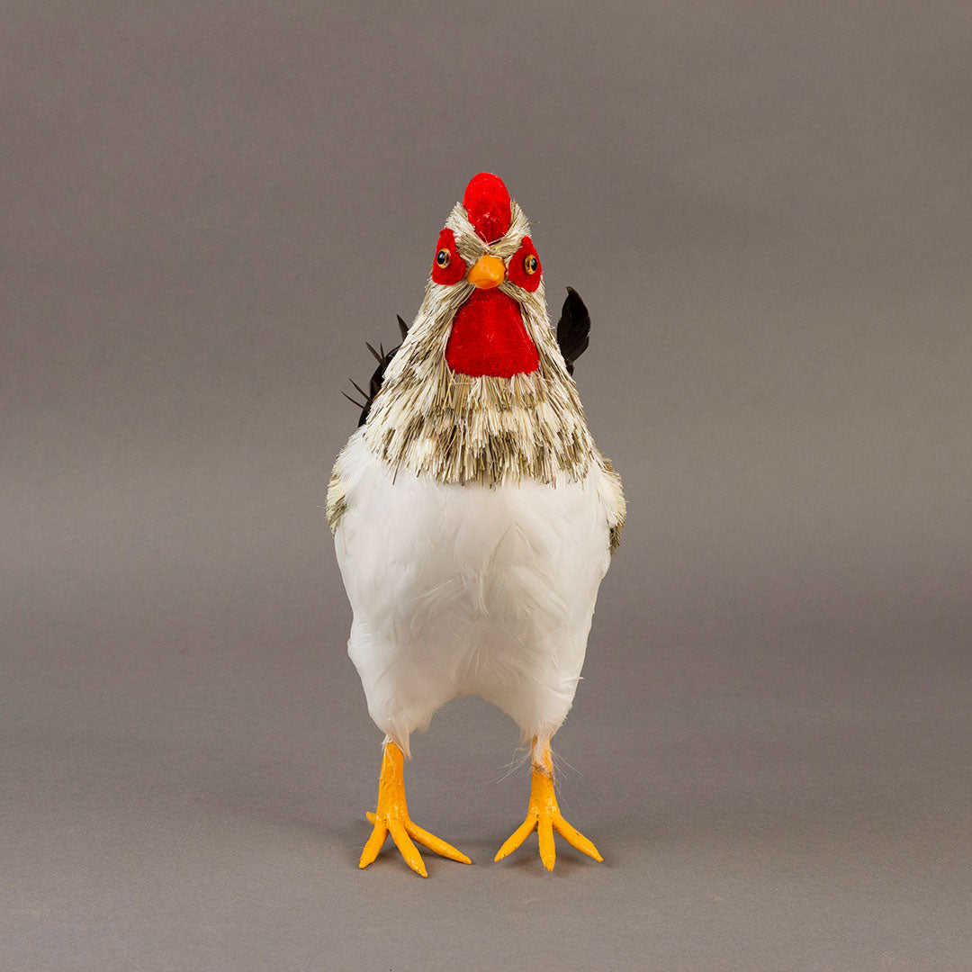 Natural White and Gray Rooster Farmhouse Decor