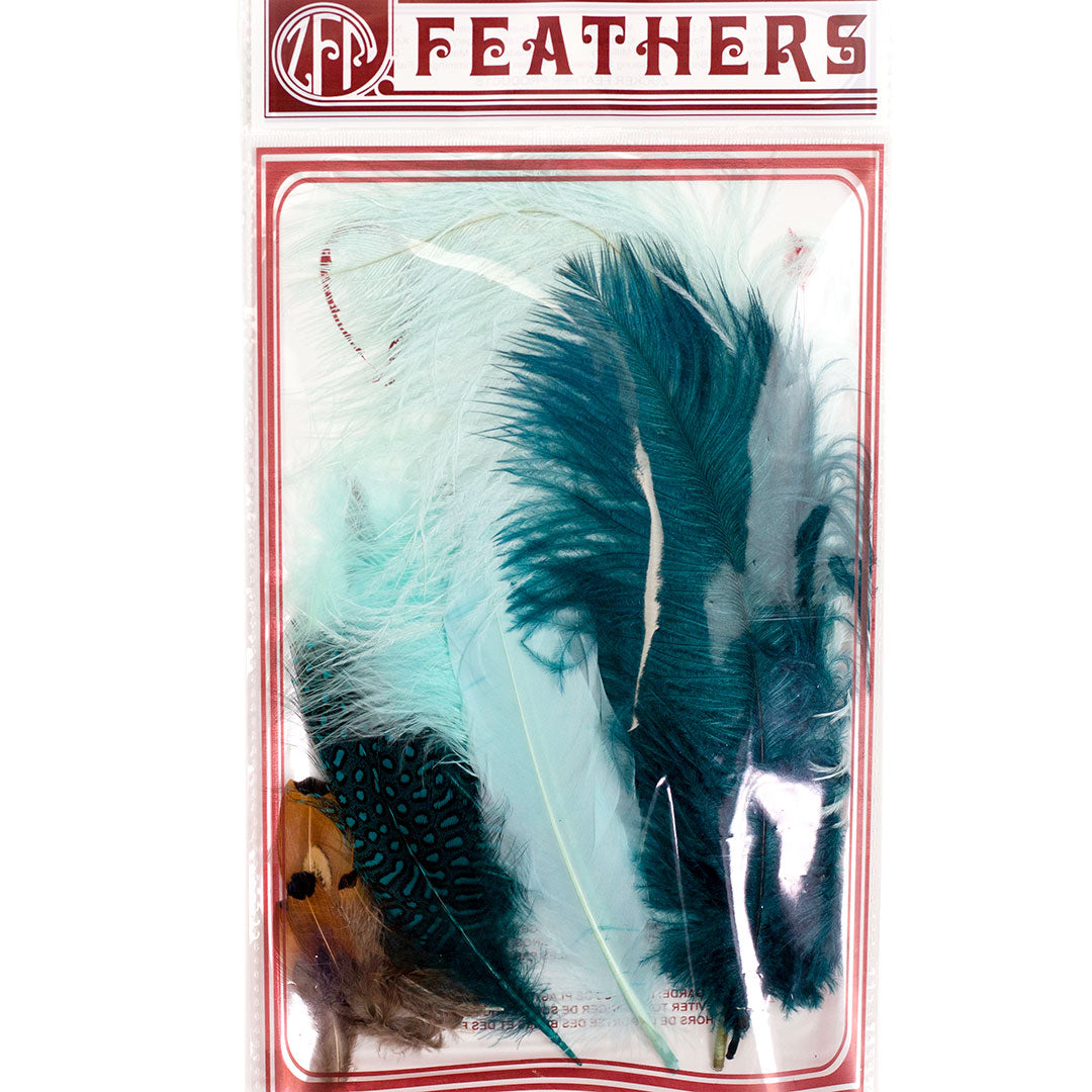 Ostrich/Goose Feather Kit Assorted 2-9 inch --Teal