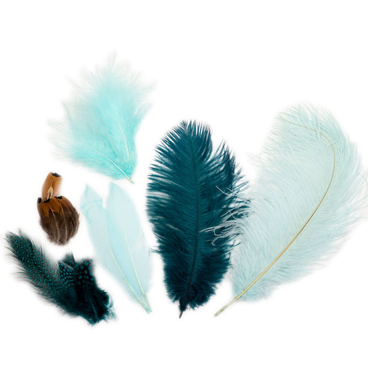Ostrich/Goose Feather Kit Assorted 2-9 inch --Teal