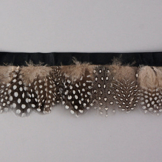Natural White-Black Guinea Feather Fringe