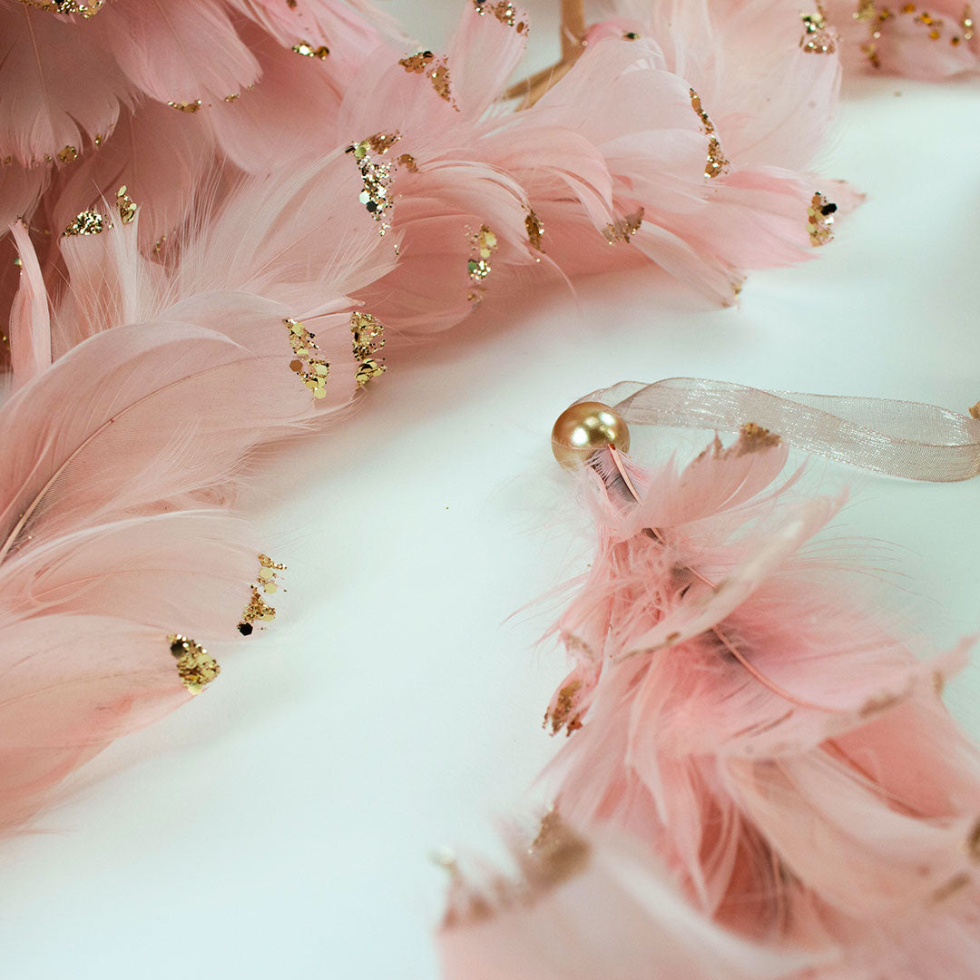 Feathered Pink Christmas Garland