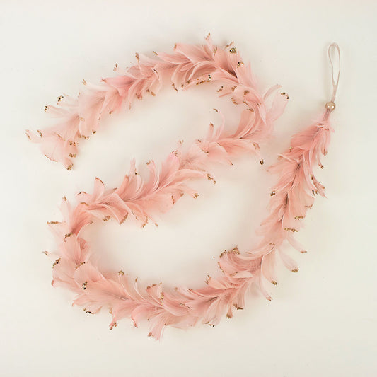 Feathered Pink Christmas Garland