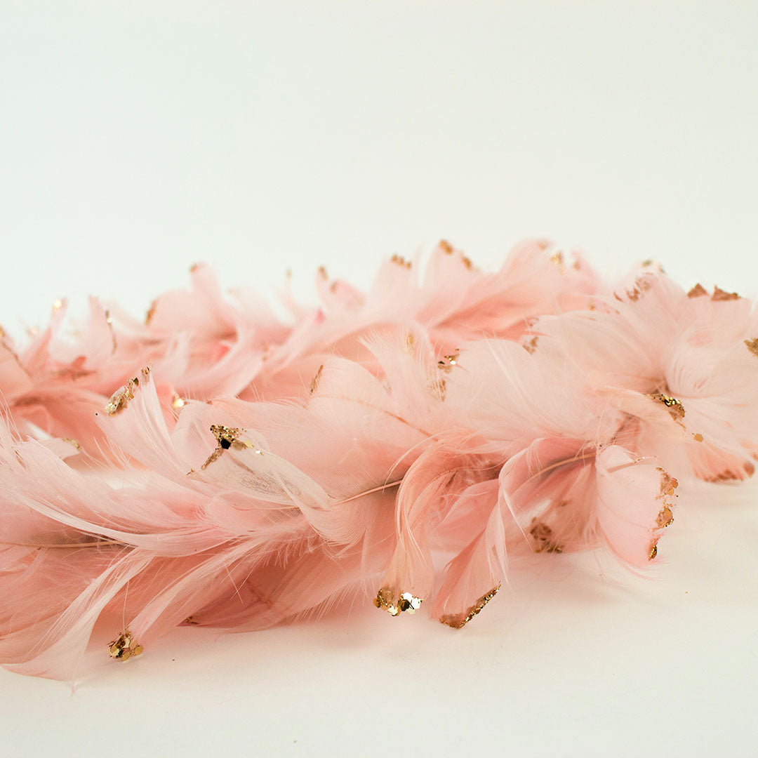 Feathered Pink Christmas Garland