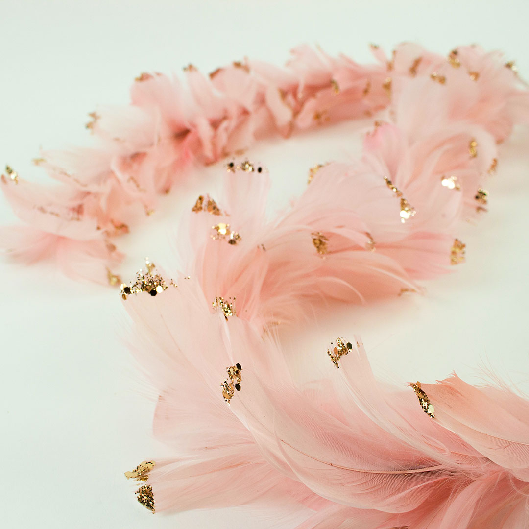 Feathered Pink Christmas Garland