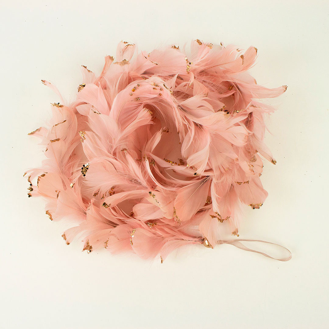 Feathered Pink Christmas Garland