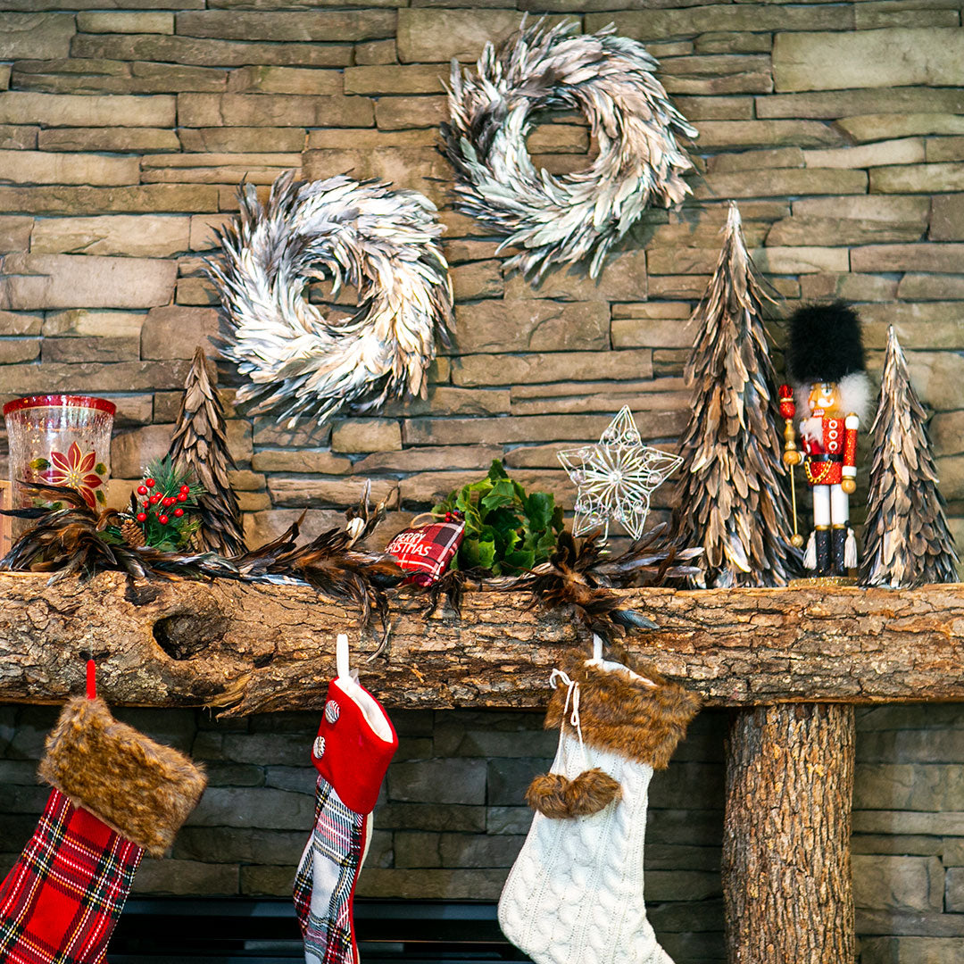 Silver Feather Wreath - 18"