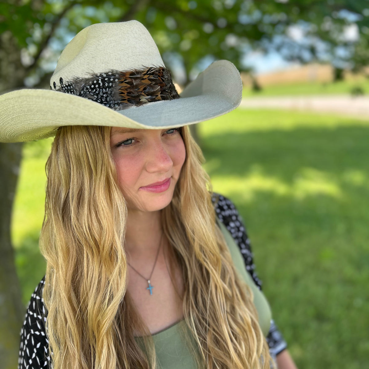 Natural Pheasant and Guinea Feather Hat Band