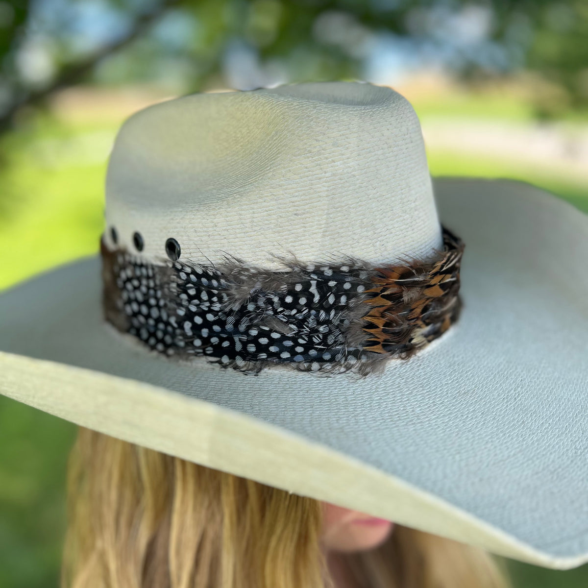 Natural Pheasant and Guinea Feather Hat Band