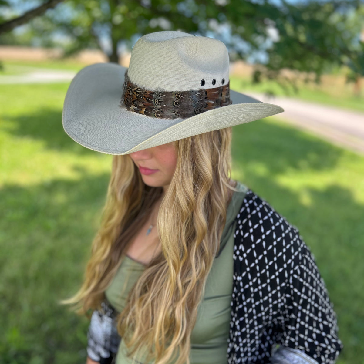Natural Pheasant and Guinea Feather Hat Band