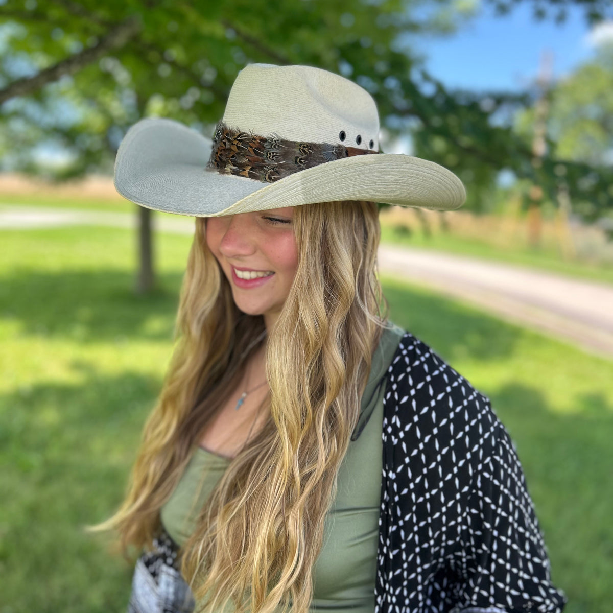 Natural Pheasant and Guinea Feather Hat Band