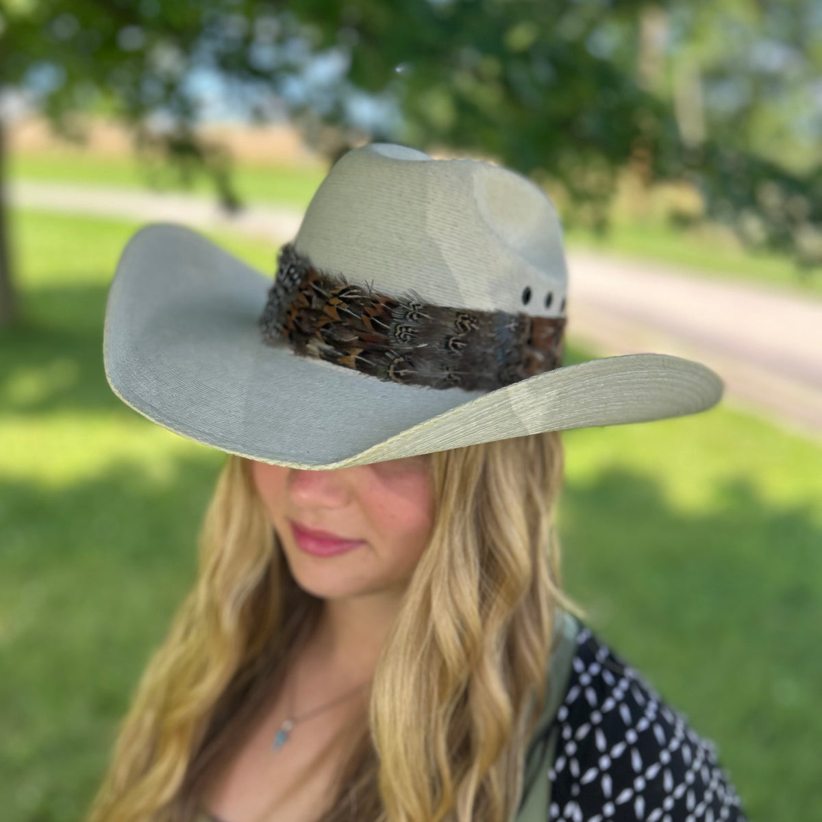 Natural Pheasant and Guinea Feather Hat Band